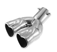 X AUTOHAUX Dual Exhaust Tip Pipe Heart Shaped 2.5" Bolt-On Metal Silver Tone