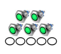 X AUTOHAUX Light 16mm 230V AC Metal Shell Waterproof for Car Truck Green | 5pcs, Pilot dash signal lamp, LED, Indicator, for Car Truck Interior