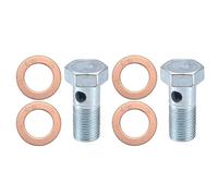 X AUTOHAUX M10x1.0 28mm Length Motorcycle Hollow Screws Set Silver Tone - 6 Pcs