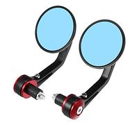 X AUTOHAUX Motorbike Handlebar End Round Rear View Mirrors Universal Red 1 Pair