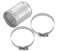 X AUTOHAUX OD 2.25" 57mm Aluminum Alloy Hose Joiner Tube Intercooler Pipe Connector Air Intake Tube with Bead Roll with 2 Clamps Length 3" 76mm