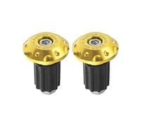 X AUTOHAUX Pair 7/8" 22mm Hand Grips Handlebar End Slider Cap Plug Gold Tone