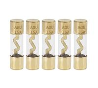 X AUTOHAUX Plastic Tube Fuse 15A Gold Tone Plated AGU Fuses for Car Auto 5 Pcs