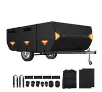 X AUTOHAUX Pop-Up Camper Cover 12ft-14ft for Winter Waterproof | Travel Trailer RV Cover for Winter, Black, Heavy duty Oxford PU coating, Anti-UV Tear Resistant, with Windproof Straps