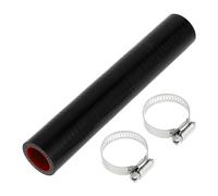 X AUTOHAUX Straight Coupler Silicone Hose with Clamps 0.98" ID 7.87" Length 0 Degree Car Silicone Hose Coolant Hose 4-Ply 5mm Thick Air Intake/Turbo/Intercooler Piping Tube Black Red 1 Set
