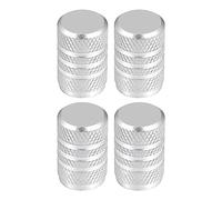 X AUTOHAUX Tire Valve Stem Caps, 17mm, Aluminum Alloy, Silver Tone, 4 Pcs