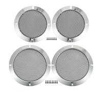 X AUTOHAUX Universal 4" 6.5" Car Speaker Grills Cover Mesh Round Audio Subwoofer Guard with Mounting Screws Iron Plated Silver Tone - Pack of 4