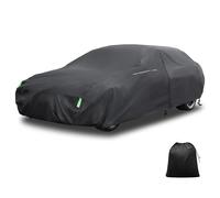 X AUTOHAUX Waterproof Sedan Car Cover for 178-186 Inch Sedans - All-Weather Protection, Anti-UV, Windproof, Left Side Zipper & Mirror Pockets Heavy Duty Outdoor Vehicle Cover