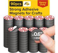 X-Bet Strong Magnets with Adhesive Backing- Heavy Duty Sticky for Crafts - Perfect Craft & Refrigerator Magnets (0.6, 90 PCs)