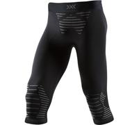 X-BIONIC INVENT 4.0 Pants 3/4 Men Sports Trousers Running Jogging Training Fitness Gym Compression Baselayer Legging - Black/Charcoal, Large