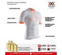 X-BIONIC Men The Trick 4.0 Run Short Sleeve Shirt - Chark/White, 2X-Large