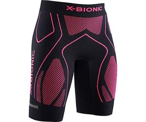 X-BIONIC Women The Trick 4.0 Run Shorts - Opal Black/Neon Flamigo, X-Large