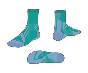 X-BIONIC X-Socks® TRAILRUN PERFORM CREW, LAKE GREEN/SUNSET BLUE, 39-41