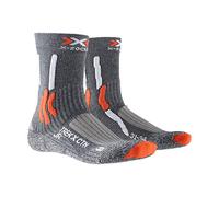 X-BIONIC X-Socks Trek x Cotton Junior Socks Outdoor Trekking Hiking Walking Socks - Stone Grey Melange/X-Orange, 31/34