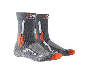X-BIONIC X-Socks Trek x Cotton Junior Socks Outdoor Trekking Hiking Walking Socks - Stone Grey Melange/X-Orange, 31/34