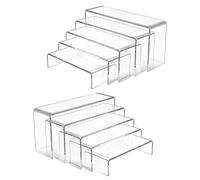 X-BLTU 10 PCS Acrylic Display Risers, 5 Sizes Display Stand, Transparent Rectangular Tiered Acrylic Shelves, Showcase Shelf for Cupcakes, Pop Figures, Cosmetics, Jewelry, Buffets