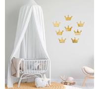 X-BLTU 15 Pcs Mirror Wall Stickers, Crown Shape Mirrors Decals for Wall, Self Adhesive Mirror Stickers, Acrylic Mirror Cute Room Decor Y2k Aesthetic Living Room Bedroom Decor (Gold)