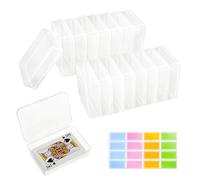 X-BLTU 16 Pcs Playing Card Case with Sticker, Plastic Playing Card Box 10.5x7.5x2.5cm, Clear Trading Card Storage for Game Sports Business Bank Trading Cards and Mini Accessories