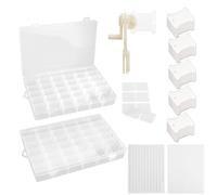 X-BLTU 2 Pack 36 Grids Embroidery Floss Organizer Cross Stitch Thread Storage Box with Spool Winder, 150 Floss Bobbins and 2 Stickers, Plastic Container with Adjustable Dividers for Craft DIY Sewing
