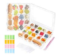 X-BLTU 2 Pcs Snack Box with Compartments, Plane Snackle Organiser with 40 Removable Grids & Tweezer & Sticker, Travel Plastic Storage Organizer Container for Chocolates, Sweet, Craft (20.5x16.5cm)