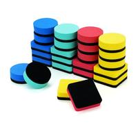 X-BLTU 24 Pcs Dry Whiteboard Erasers, Magnetic White Board Erase Erasers, Clean Wipe Mini Chalkboard Rubber Sponge Cleaner Supplied in Office School Classroom for Teacher, Family (4 Colors, 2 Styles)