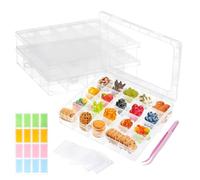 X-BLTU 3 Pcs Snack Box with Compartments, Plane Snackle Organiser with 60 Removable Grids & Tweezer & Sticker, Travel Plastic Storage Organizer Container for Chocolates, Sweet, Craft (20.5x16.5cm)