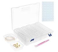 X-BLTU 45 Pcs Bead Storage Box, Clear Craft Organiser Box with Hinged Lid & 1 large Plastic Storage Container Case, Small Plastic Storage Boxes for Diamond Art DIY, Jewelry, Nails, Screw, Small Items