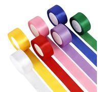 X-BLTU 7 Colours Thick Satin Ribbon 40mm x 22m, Double Sided Fabric Ribbons for Gift Wrapping, Wide Christmas Ribbon Roll for Crafting, Wedding, Cake, Balloons, Bows, Valentine's Day, Party Decoratin