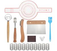 X-BLTU Bread Lame Cutter Set of 6, Including Sourdough Danish Dough Whisk, Bread Scoring Knife with 10 Blades, Metal Dough Cutter Pastry Scraper, Silicone Sling Oil Brush for Home Bread Making