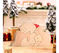 X-BLTU Personalized Animal Wooden Art Puzzle, Bear Family Wood Carvings Puzzle Jigsaw Sculpture, Desktop Ornament Gifts for Home Decor, Mom, Dad, House Warming, Birthdays, Christmas