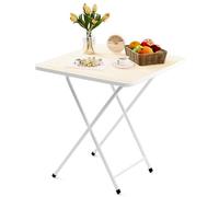X-Bracket Folding Table,Card Tables,TV Dinner Folding Table for Small Space Eating,Portable Outdoor Barbecue Tray Table with Thickened Plate for Poker Cards Mahjong Board Games White