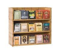 X-cosrack Bamboo-Tea-Bag-Organizer-Storage-Box-3-Tier-Stackable-Holder Tea Bag Box Natural Wood Wall Mount Tea Chests with Acrylic for tea bags Office Kitchen Cabinet Pantry