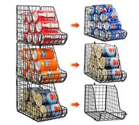 X-cosrack Stackable Can Organizer for Pantry 3Pack，Standing Dispenser Storage Bins,Metal Wire Basket Beverage Pop Soda Rack Stand Kitchen Pantry Countertop Cabinets,Stacking Canned Food Holder