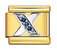 X Crystal 18k Gold Letter Initial Name Tag Alphabet Personalised Birthday Silver Italian 9mm Link Stainless Steel Bracelet Charm Compatible With Nomination
