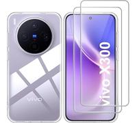 X-Dision Case Compatible with Vivo X300 with 2 Pieces Tempered Glass,Shockproof Transparen TPU,[9H Hardness,HD Clear and Air Cushion Safeguard] for Vivo X300