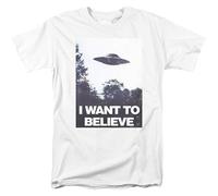 X Files Tv Show I Want to Believe Poster Licensed Mens T-Shirt White Unisex Tee L