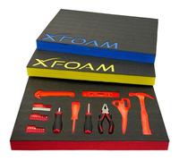 X-Foam Customizable Toolbox & Equipment Insert with Stencil - Cut-to-Fit Protective Tool Liner (1000mm X 420mm X 50mm - Red - 1 Sheet) Kaizen Draw Organizer Foam Sheet
