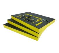 X-Foam Customizable Toolbox & Equipment Insert with Stencil - Cut-to-Fit Protective Tool Liner (600mm X 420mm X 50mm - Yellow - 3 Sheets) Kaizen Draw Organizer Foam Sheet