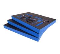 X-Foam Customizable Toolbox & Equipment Insert with Stencil - Cut-to-Fit Protective Tool Liner (600mm X 420mm X 50mm - Blue - 3 Sheets) Kaizen Draw Organizer Foam Sheet