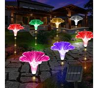 X-GiftKey Solar Garden Lights for Mom Gifts Decor Outdoor,6PACK Fiber Optic Lily Flowers with Unique Housewarming Gifts Outdoor,Solar Christmas Path Lights for Mom/Wedding/Party/Yard Decor