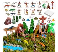 X Hot Popcorn 69 Pcs Native American Indian Figurines Indians Historical Plastic Action Figures Indian Diorama Supplies