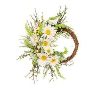 X-Institute 17.7-inch Artificial Spring Wreath White Sunflowers Floral for Front Door Wall Wedding Party Home Decor Front Spring for All Farmhouse Outdoor Large Modern Artificial Sunflower