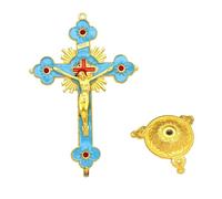 X-Institute Beautiful Metal Tabletop Crucifix Cross Statue With Base Perfect For Home And Office Decoration Fine Craftsmanship Gold Color
