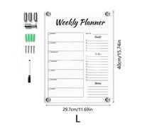 X-Institute Clear Acrylic Weekly Calendar To Do List Whiteboard 7 Day Planner For Meal Planning & Grocery Shopping Lists Board Small Erasers For Wall Calendar Weekly For Wall Decorative