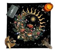 X-Institute Comfortable Tarot Tablecloth - Black Pattern, Soft Fabric Blend, Rectangular, 50x50cm, 60x60cm, 75x75cm - Unique Pattern, Bohemian Style - For Tarot Enthusiasts & Spiritual Practices