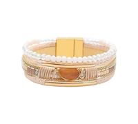 X-Institute Handmade Leather Wrap for Women with Crystals Beads Heart Stackable Adjustable Jewelry Gift