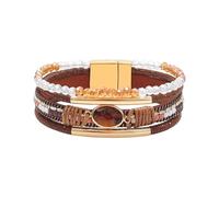 X-Institute Handmade Leather Wrap for Women with Crystals Beads Heart Stackable Adjustable Jewelry Gift