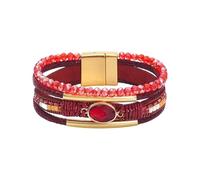 X-Institute Handmade Leather Wrap for Women with Crystals Beads Heart Stackable Adjustable Jewelry Gift