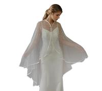 X-Institute Pearl-Embellished Tulle Bridal Capelet For Wedding Ceremonies Parties Dinners Lightweight Secure Comfortable Lightweight Tulle Bridal With Pearls
