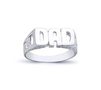 (X) Jewelco London Mens Rhodium Plated Sterling Silver DAD Signet ID Ring 8mm - ARN004